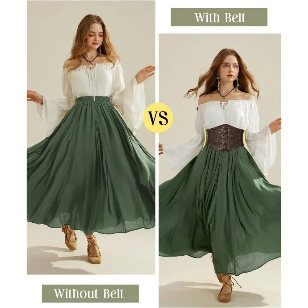 Women Lace-up Waspie Corset Belt Renaissance Medieval Costume Accessory